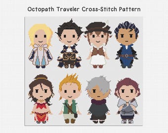 Paquete de patrones de punto de cruz Octopath Traveler (archivo PDF, gráfico, descarga digital instantánea)