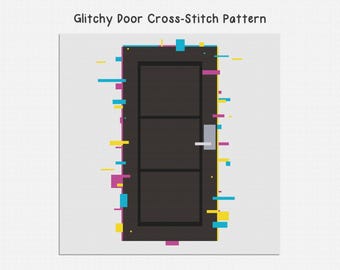 Glitchy deur geteld kruissteekpatroon PDF-grafiekbestand digitale directe download