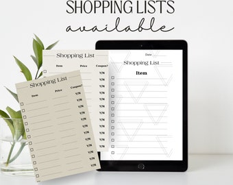 Minimalist Grocery List | Shopping List | Food Shopping List | Printable, Digital, PDF | Compatible with Goodnotes, Notability