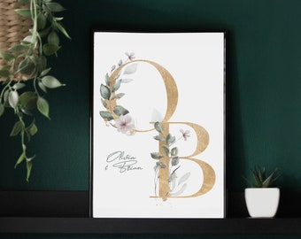Custom Initial Wedding Welcome Sign | Digital Download | Floral Letters | Wedding Gift