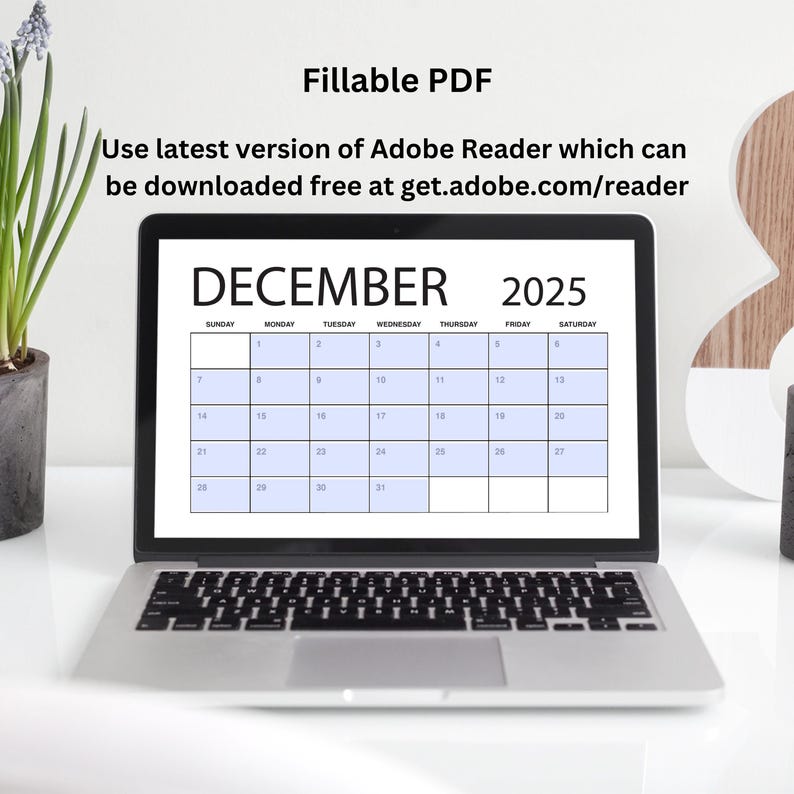 EDITABLE 2025 December Minimalist Black and White Monthly Planner