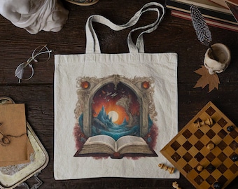 Portal of Dusk Cotton Canvas Tote Bag | Book Lover Gift