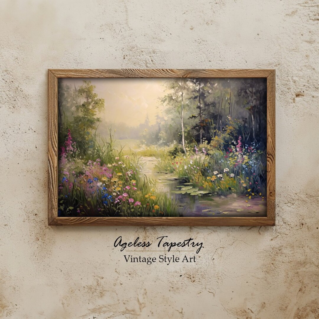 Digital Landscape Painting Printable, Nature Scenery Wall Art, Forest ...