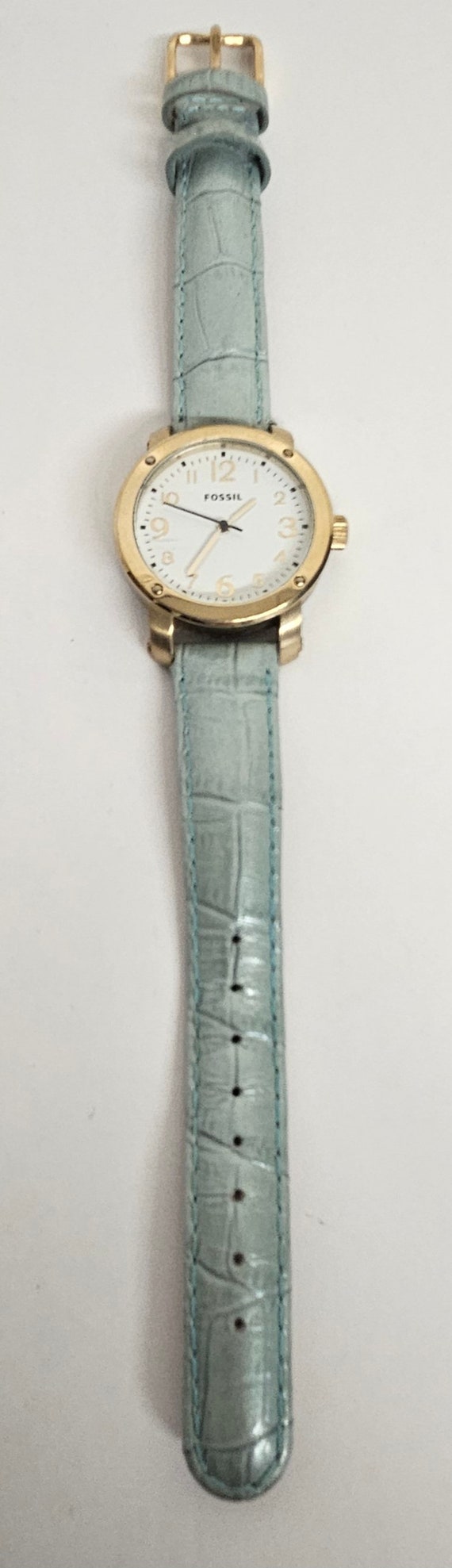 Womens Fossil JR-1291 Gold Tone Watch White Dial Teal  display picture 3