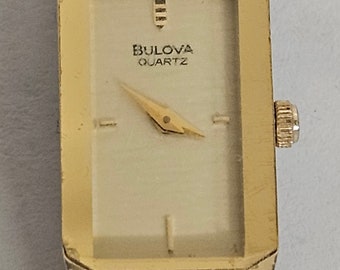 Vintage 80er Jahre Damen Bulova Art Deco Stil Cocktail Gold Ton Uhr. Funktioniert Perfekt VERSAND FREI