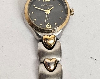 Wunderschöne Damen Fossil F2 2-Ton Quartz Armband Style Uhr. Funktioniert Perfekt. KOSTENLOSER VERSAND