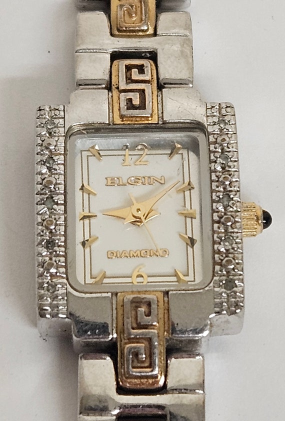 Vintage Womens Elgin 2-Tone Diamond Bracelet Watch