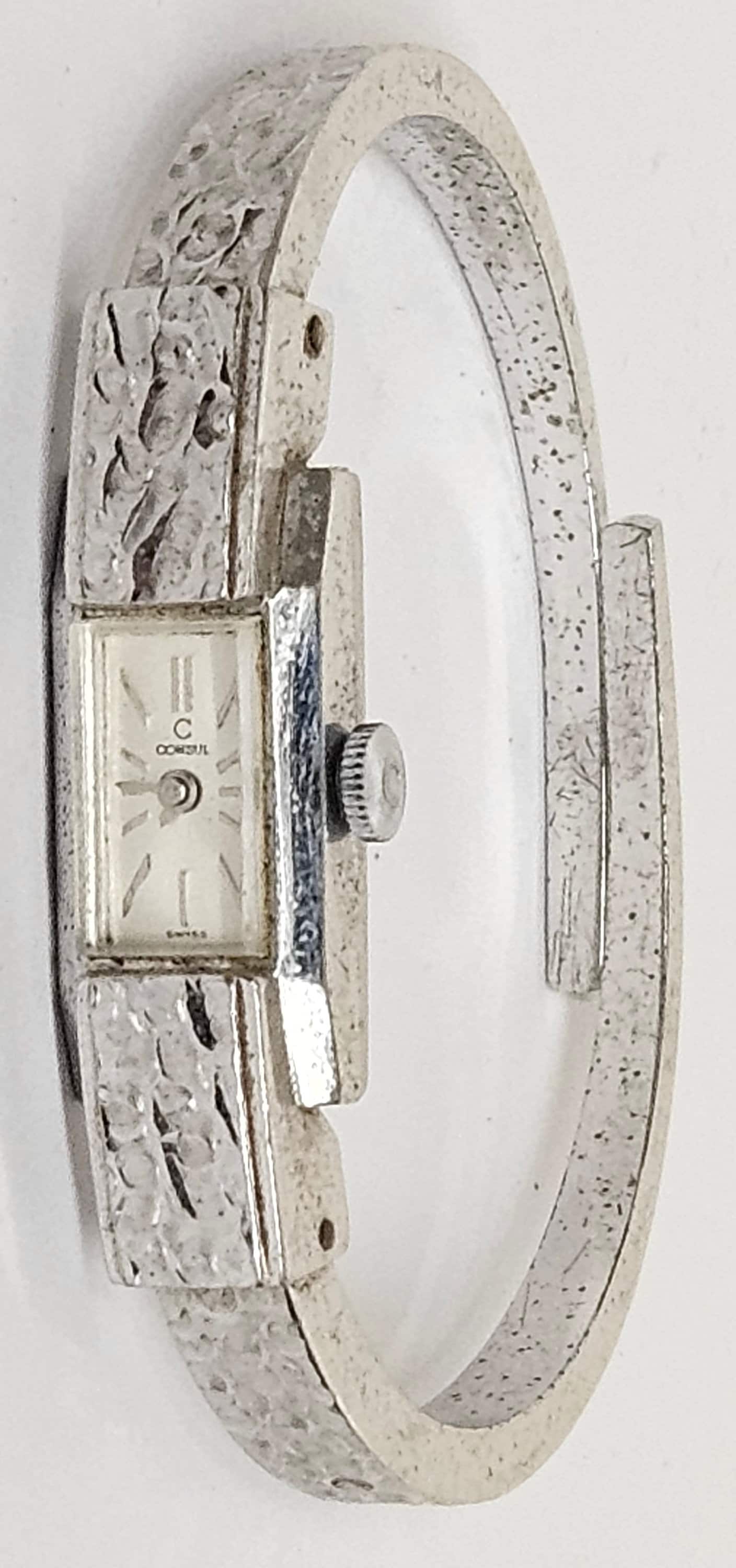 Rare Vintage Consul Swiss Windup Watch White Similar Items to Vintage Consul Swiss Blue Enamel Mechanical  main image 4