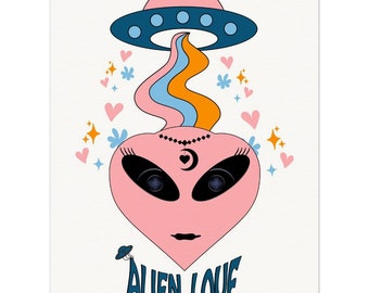 Pink Alien-Love - Museum-Quality Matte Paper Poster