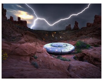 Desert Storm UFO Crash - Poster on Museum-Quality Matte Paper