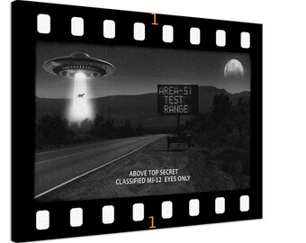 Area 51 Classified MJ-12 Secret Film Frame - Canvas Print