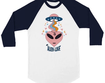 Pink Alien-Love Unisex 3/4 sleeve Raglan T-shirt
