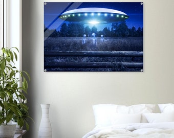Aliens In a Forest Field - Acrylic Print