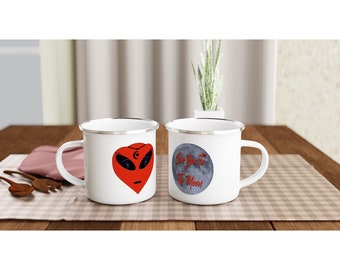 Love You To The Moon - White 12oz Enamel Mug