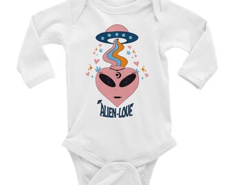 Pink Alien-Love - Classic Baby Long Sleeve Bodysuit