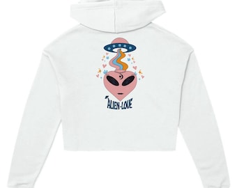 Pink Alien-Love - Women's Cropped Hoodie | Bella + Canvas 7502