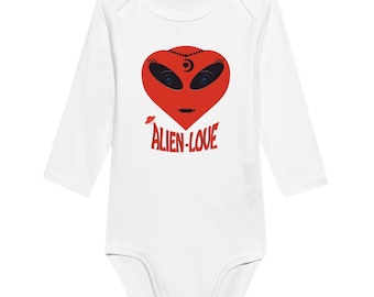 Red Alien-Love Classic Baby Long Sleeve Bodysuit