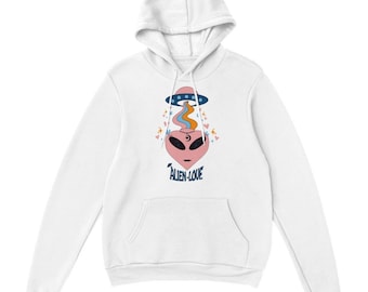 Pink Alien-Love Graphic Unisex Pullover Hoodie