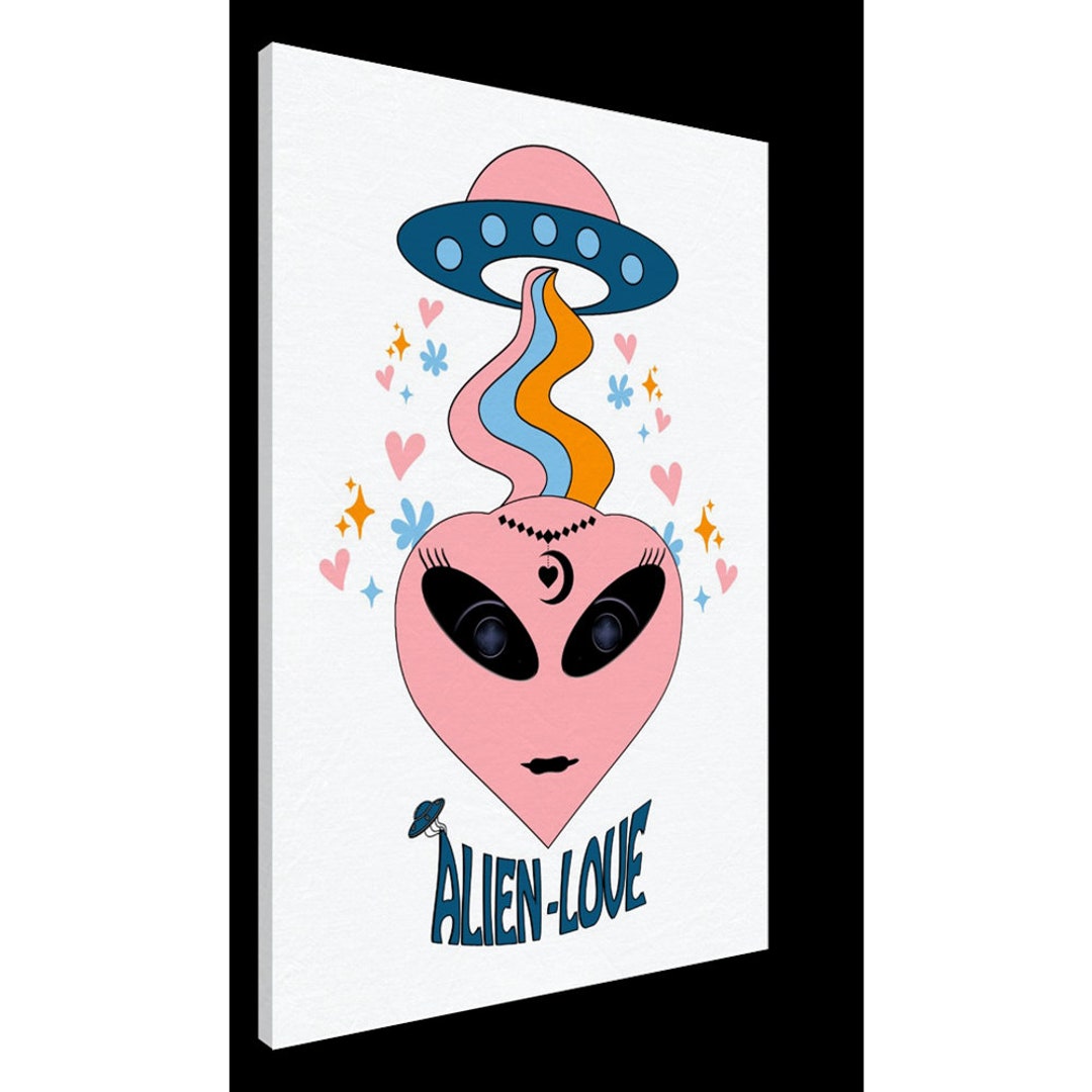 Pink Alien-love - Canvas Print Wall Art - Etsy