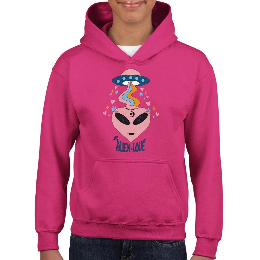 Rosa Alien Love Felpa con cappuccio classica per bambini Etsy Italia