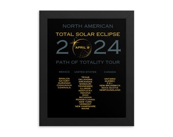 Framed Total Solar Eclipse Totality Tour Poster