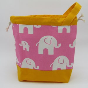 Yellow Pink Elephant Knitting Project Bag