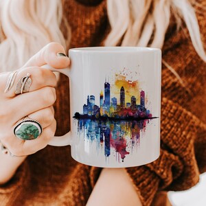 Milwaukee Skyline Mug, Milwaukee Mug, Mug For Wisconsinites, Milwaukee Souvenir Mug, Watercolor Mug Design