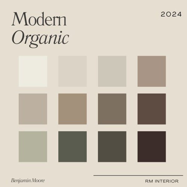 2024 Modern Organic Paint Colour Palette | Benjamin Moore, Interior Design, Paint Colour Selection, E-Design PDF, Shop the Look, Paint Names