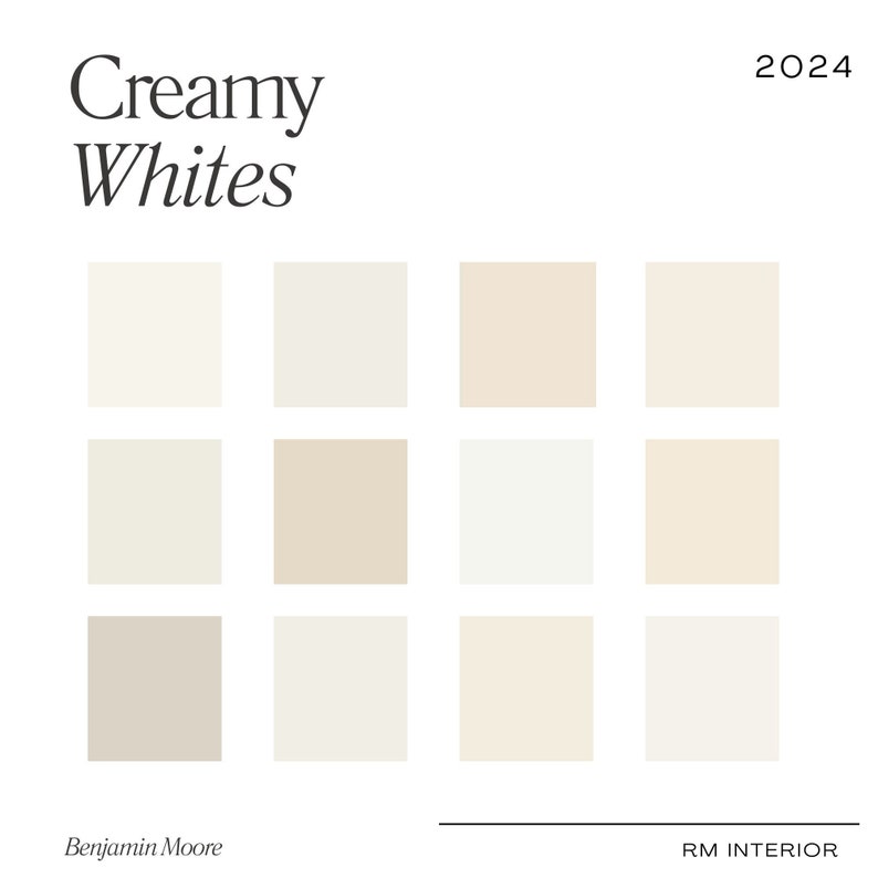 2024 Creamy Whites Paint Colour Palette Benjamin Moore, Interior Design