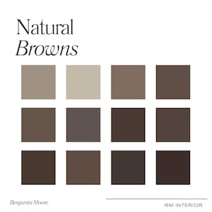 Paleta kolorów farb Natural Browns | 12 starannie dobranych kolorów Benjamin Moore (do pobrania w wersji cyfrowej)
