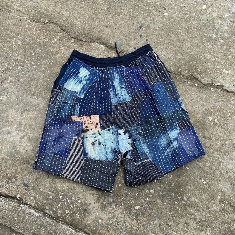 Vintage Custom Rotten Boro Patchwork Painted Splatter Denim Cotton