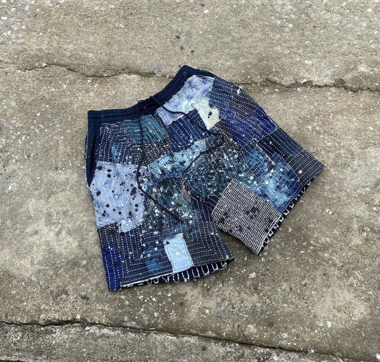 Vintage Custom Rotten Boro Patchwork Painted Splatter Denim Cotton
