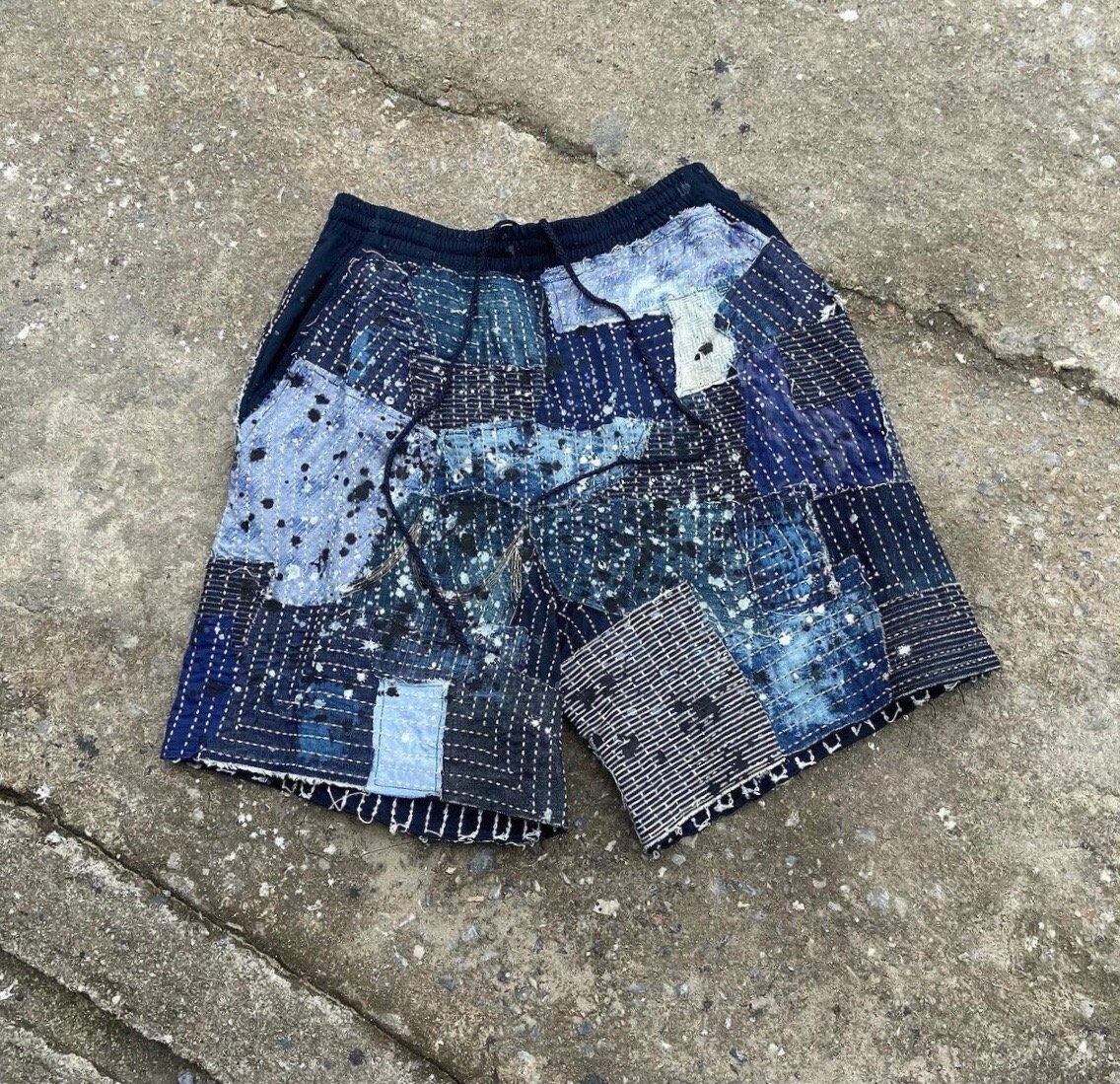 Vintage Custom Rotten Boro Patchwork Painted Splatter Denim Cotton
