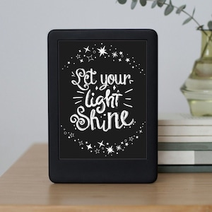 Let Your Light Shine, Kindle Lockscreen, Motivational Vibes, Trendy Bookish Design, Personalize Your Kindle Lock Screen, Digital Download.