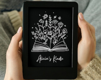 Personalized Kindle Lock Screen, Book Flowers Wallpaper (Digital Download)