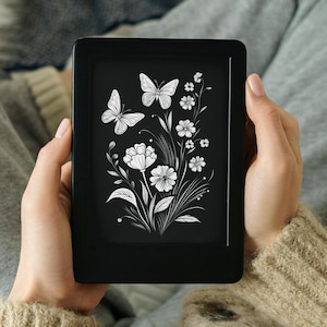 Flowers and Butterflies - Kindle Lockscreen, Trendy Bookish Design, Personalize Your Kindle Lock Screen, Digital Download