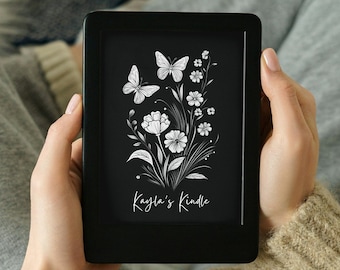 UW NAAM Gepersonaliseerde Kindle Lock Screen, Bloemen en Vlinders Wallpaper voor Kindle Paperwhite & Oasis | Digitale downloadscreensaver