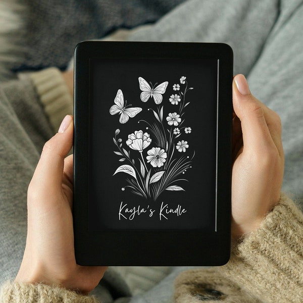 YOUR NAME Personalized Kindle Lock Screen, Flowers and Butterflies Wallpaper for Kindle Paperwhite & Oasis | Digital Download Screensaver