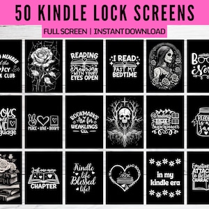 50 Kindle Lockscreen | Paperwhite Wallpaper Lock Screen | Bookish Screensaver | Custom Personalized ePUB Digital Download
