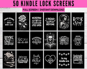 50 Kindle Lockscreen | Paperwhite Wallpaper Lock Screen | Bookish Screensaver | Custom Personalized ePUB Digital Download