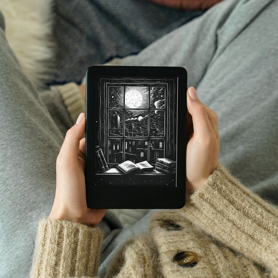 Stormy Library Kindle Lockscreen – Trendy Bookish Design (Digital Download)