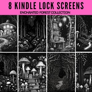 Enchanted Forest Kindle Wallpaper Screens | Bundle of 8 Lock Screens for Kindle Paperwhite and Oasis models | .epub File Digital Download