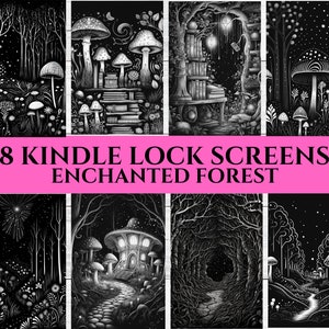 Schermate di blocco Kindle Enchanted Forest / Pacchetto di 8 sfondi per i modelli Kindle Paperwhite e Oasis / Download digitale del file .epub