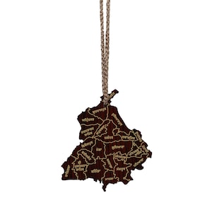 Carte du Pendjab, Gurmukhi et ses districts - Suspension de voiture sikhe du Pendjab - Accessoires de voiture sikhs - Cadeau sikh