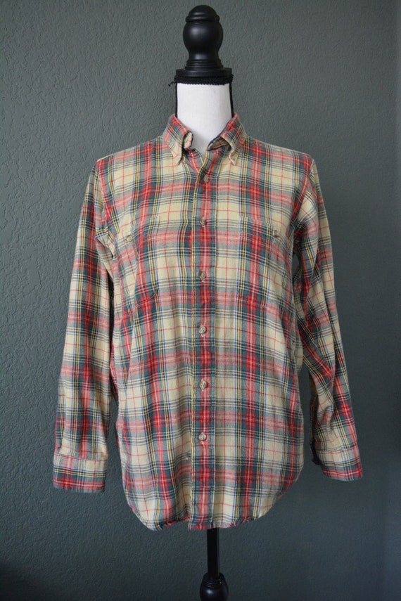 Vintage Woolrich Red Plaid Wool Flannel Shirt Size