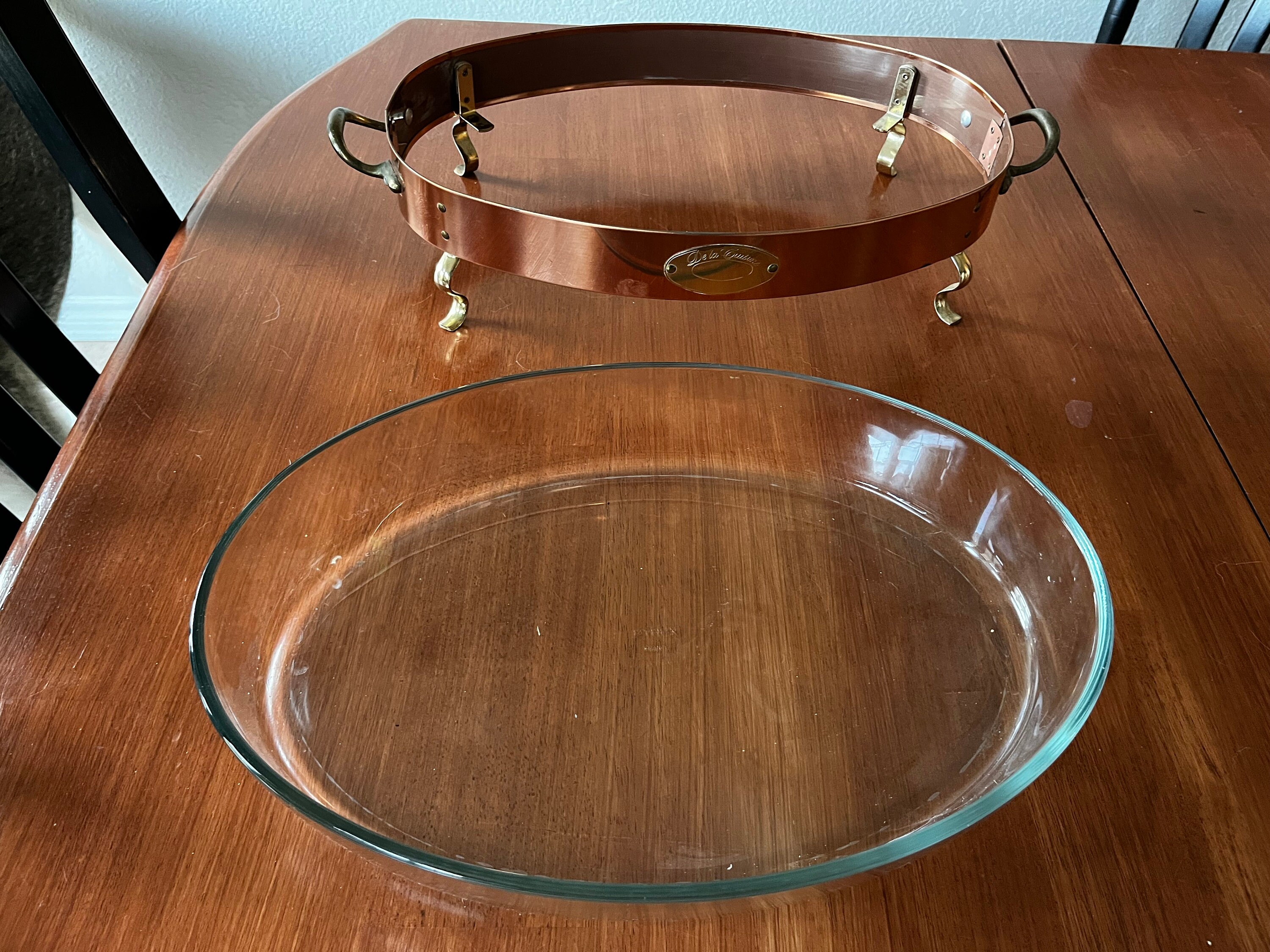 Vintage PYREX France Glass Casserole Dish With Copper Stand Retro ...