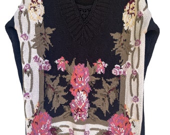 vintage Studio par Michelle Stuart pull en tricot floral taille moyenne