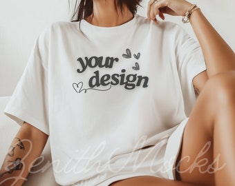 Comfort Colors 1717 T-Shirt Mockup | Over-Size Tee Mockup | Digital Mockup | Female Model | POD Ready | T-Shirt Mockup