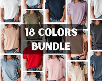 Bella Canvas 3001 Shirt Colors Bundle Mockup Bundle |  3001 Shirt Mock-up Bundle | Simple Female shirt mockup