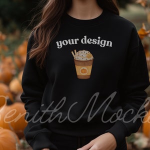 18000 Black Sweater Mockup| Fall Mockup| Halloween Mockup| Gildan 18000 Mockup| Sweater Mockup| Model Mockups|
